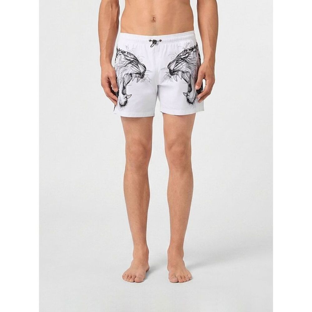 Polyester Swim Shorts Plein Sport With Graphic Print And Drawstring Waist